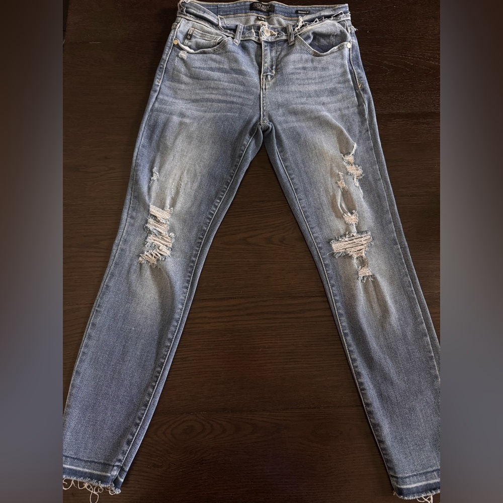 Distressed Blue Jeans